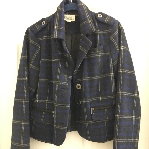 Blue / Black Plaid Blazer - Picture 1 of 4